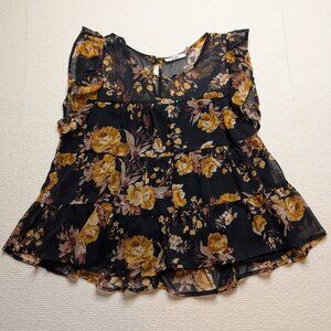 miami sleeveless floral ruffled blouse - size Small